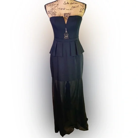 パーティードレス Caitlyn Strapless Embellished-Bodice Gown BCBGMAXAZRIA Caitlyn Strapless Embellished Bodice Gown